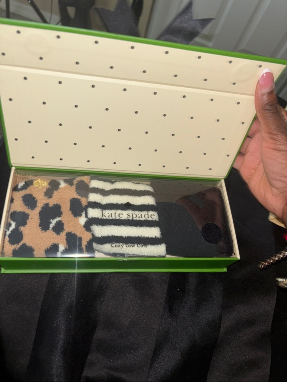 New in box kate spade Leopard, Stripe & Black Low-Cut Sock Trio